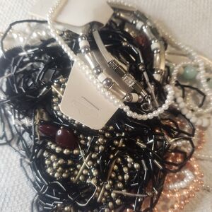 Mixed Womens Necklaceand Braclets Set in Black, White & Pink